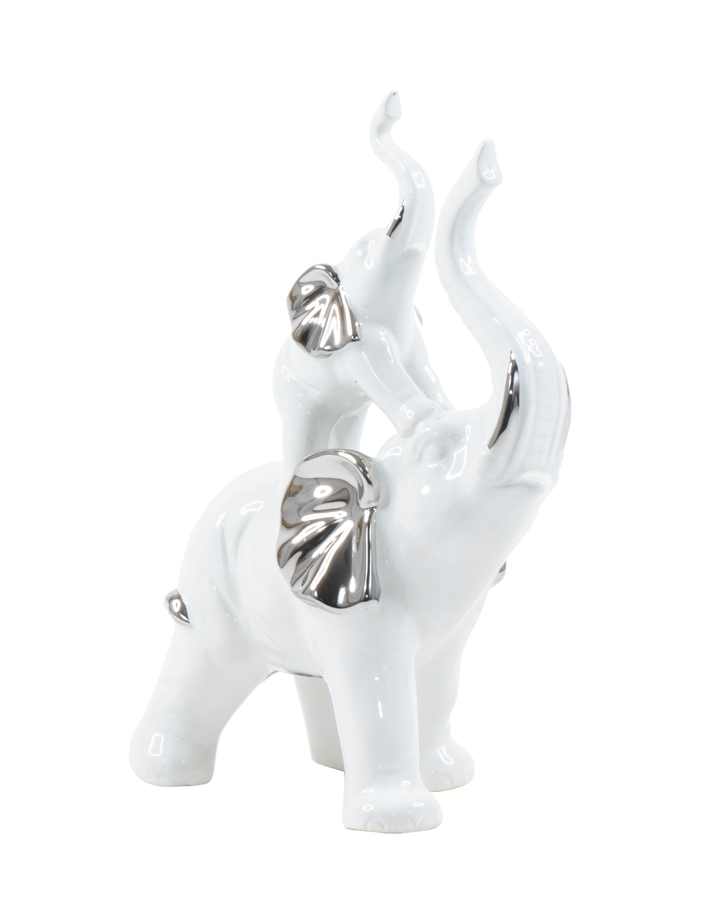 White/Silver Elephant Sculpture - Expo Home Decor
